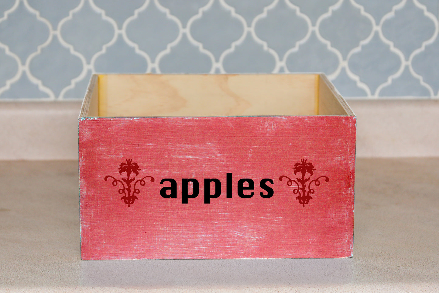 wooden box, open, primed white