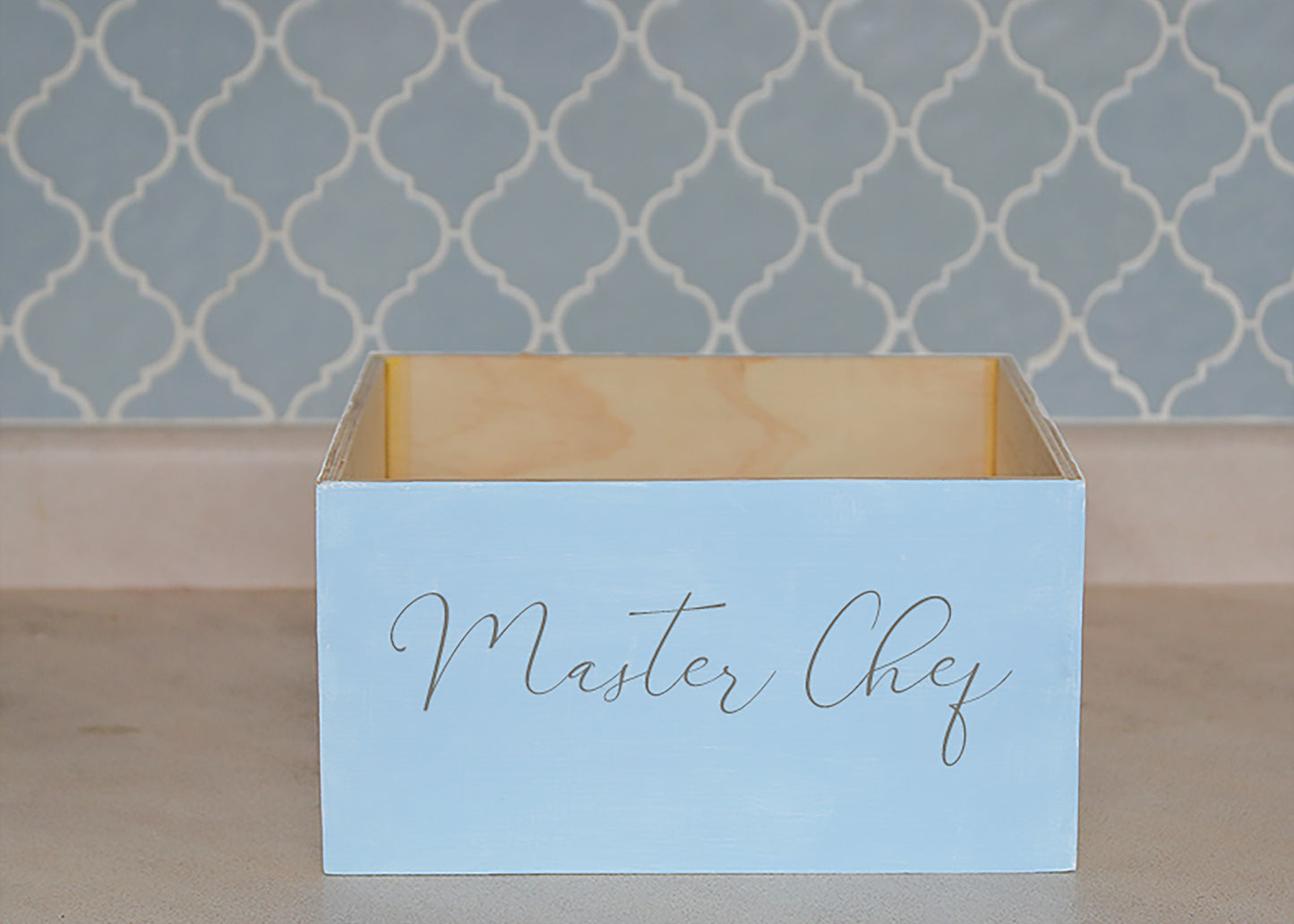 wooden box, open, primed white